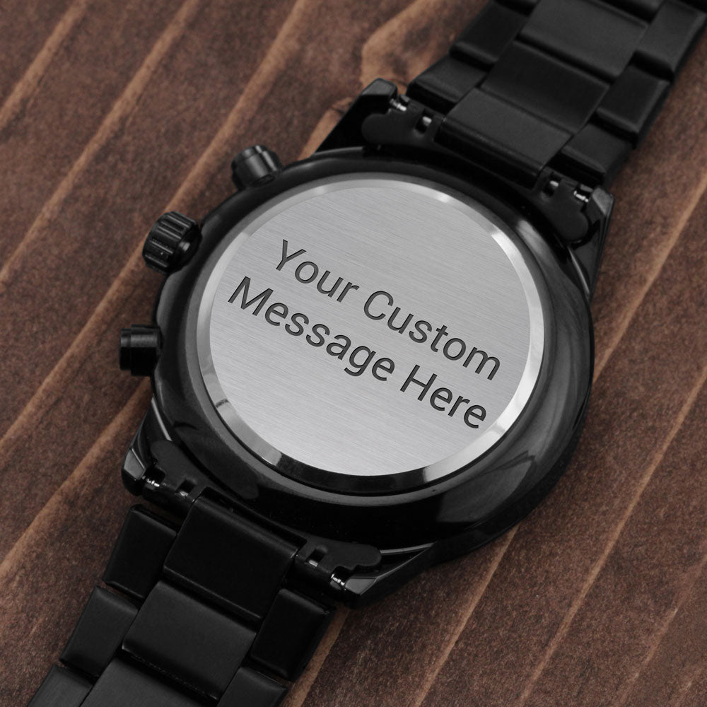 Men's ~ Custom Engravable Black Chronograph Watch