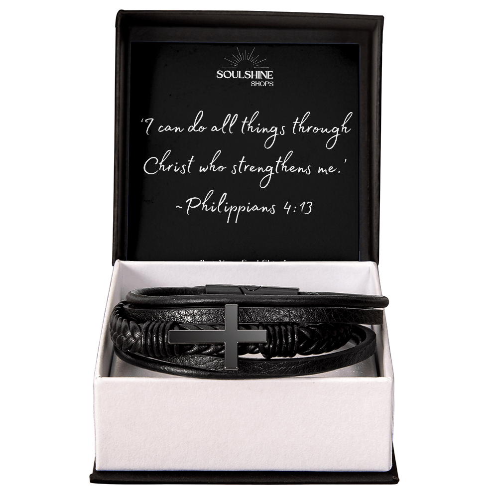 Men's Cross leather Bracelet~