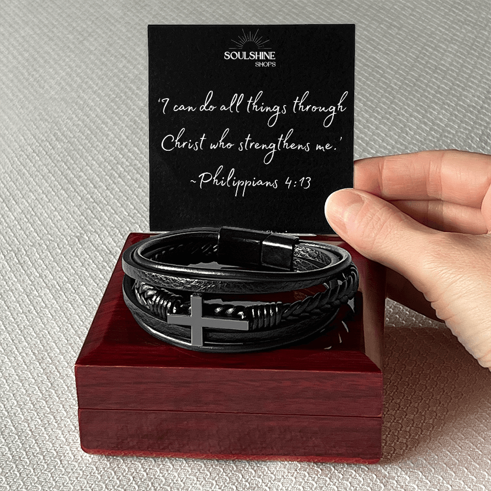 Men's Cross leather Bracelet~