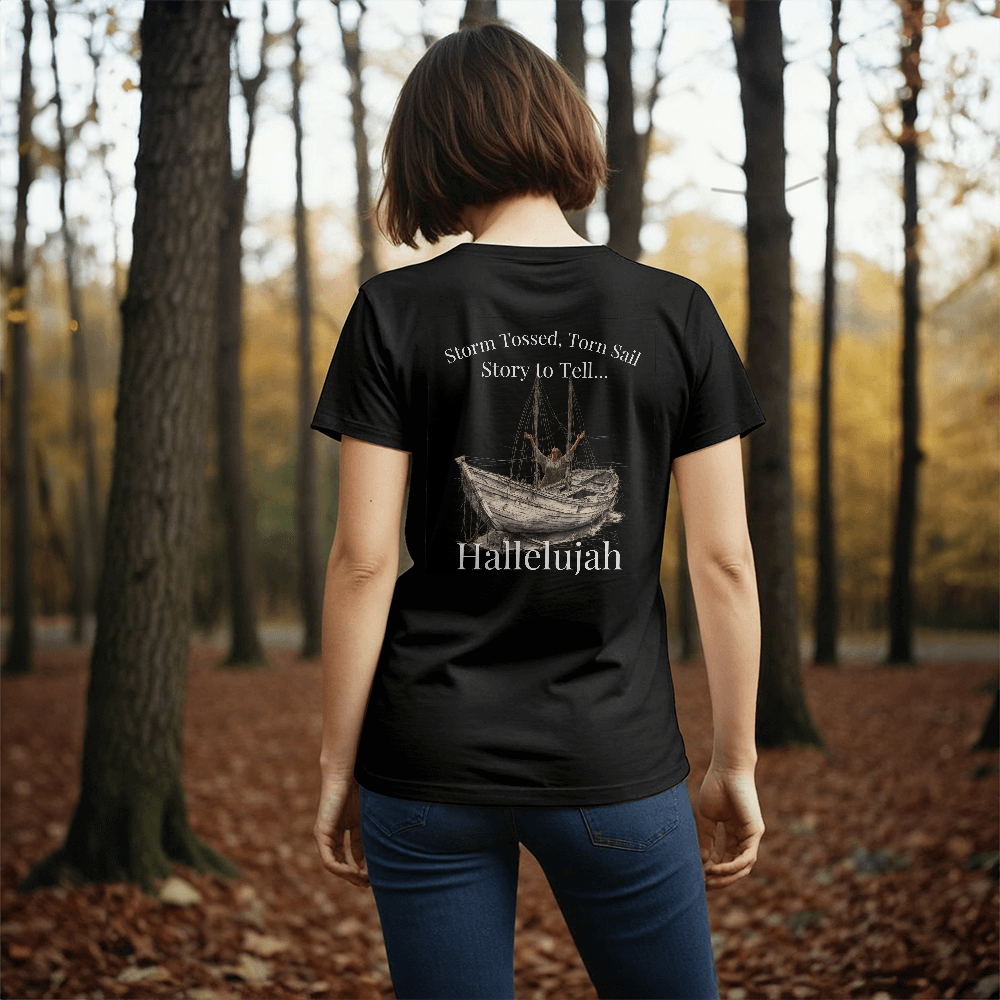 Women's Black Back Printed Hallelujah Shirt