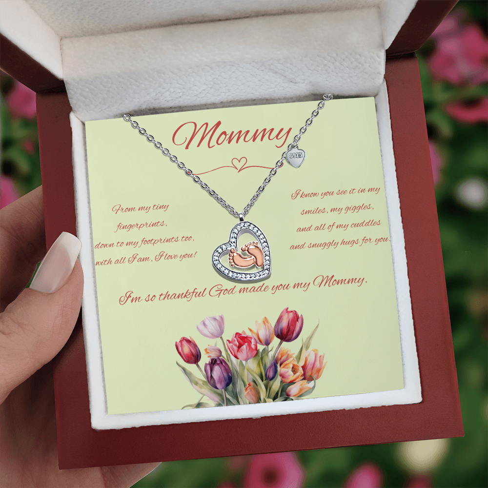 Baby Feet Heart Necklace