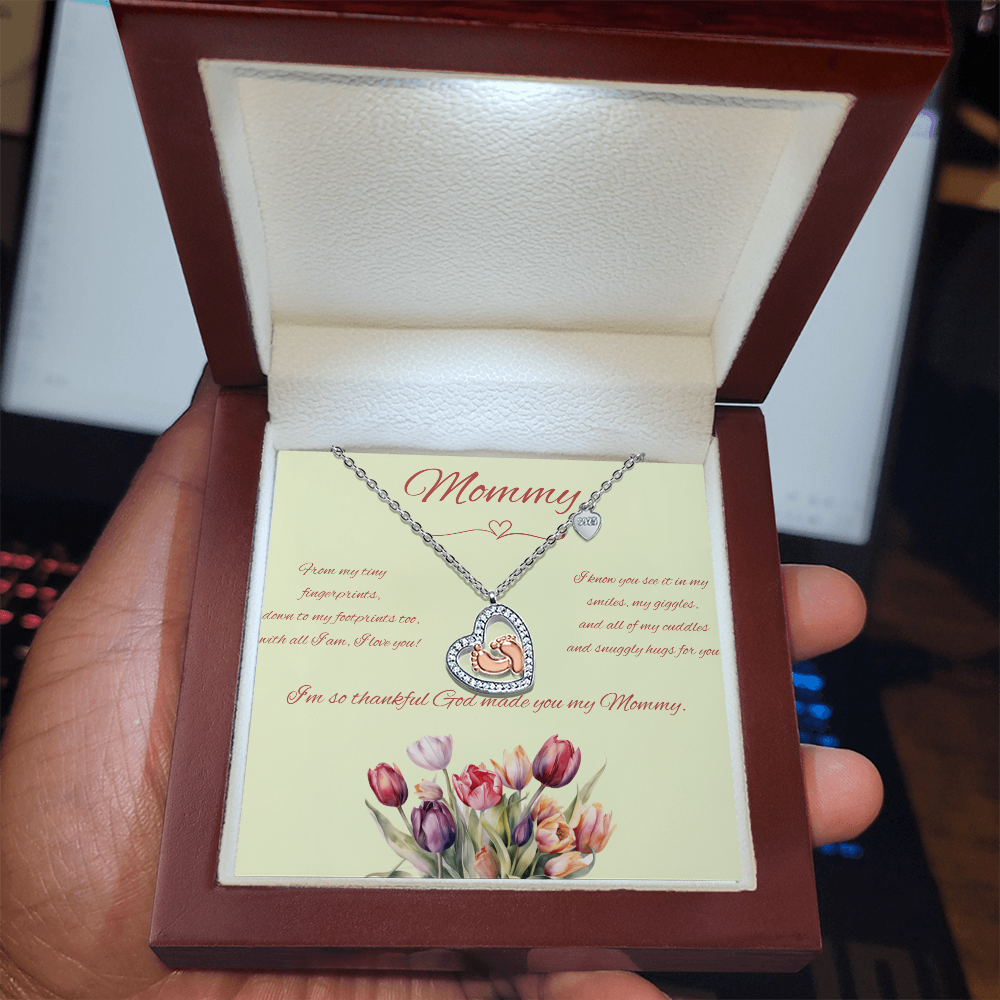 Baby Feet Heart Necklace