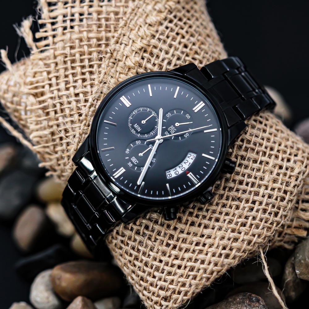 Men's ~ Custom Engravable Black Chronograph Watch