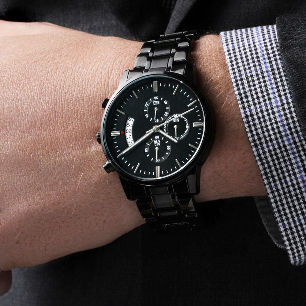 Men's ~ Custom Engravable Black Chronograph Watch