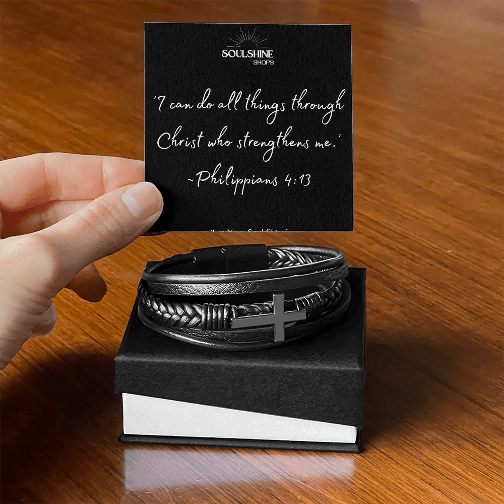 Men's Cross leather Bracelet~