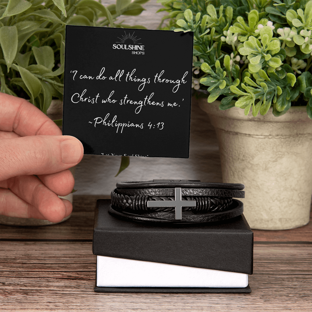 Men's Cross leather Bracelet~