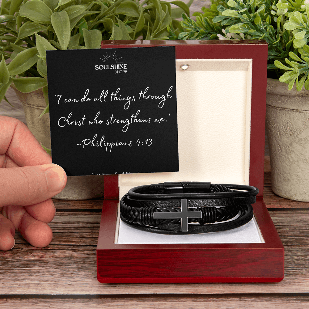 Men's Cross leather Bracelet~