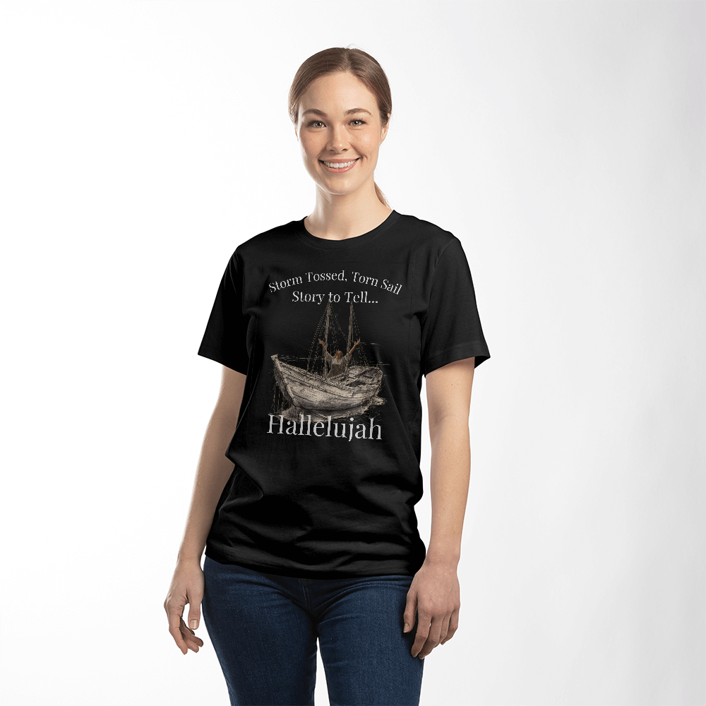 Woman's  Black Storm Tossed Hallelujah (Front Print)