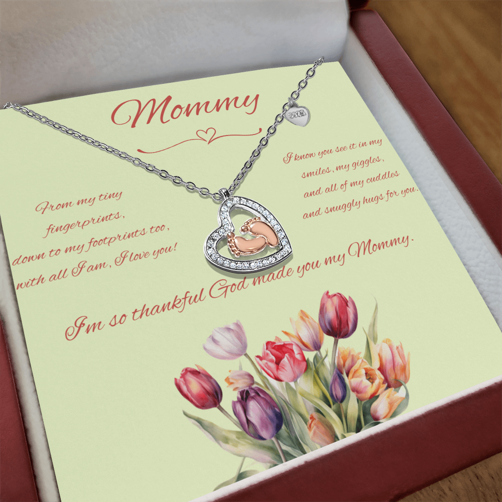 Baby Feet Heart Necklace