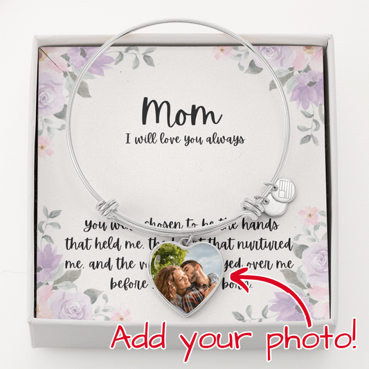 Beautiful Heart Bangle to Personalize for Mom